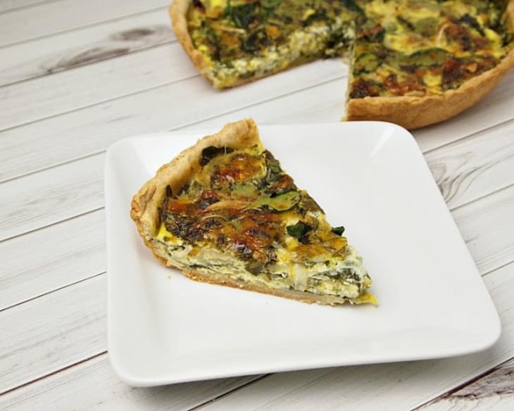 Caramelized Onion, Spinach and Blue Marble Quiche