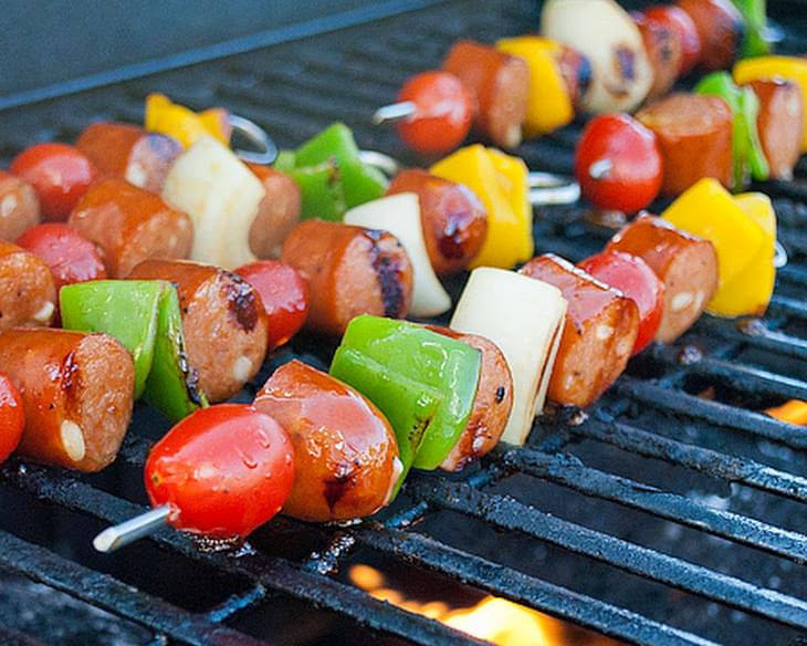 Chicken Sausage and Lime Kabobs