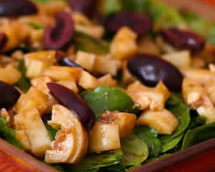 Arugula Salad with Hearts of Palm, Kalamata Olives, and Gorgonzola
