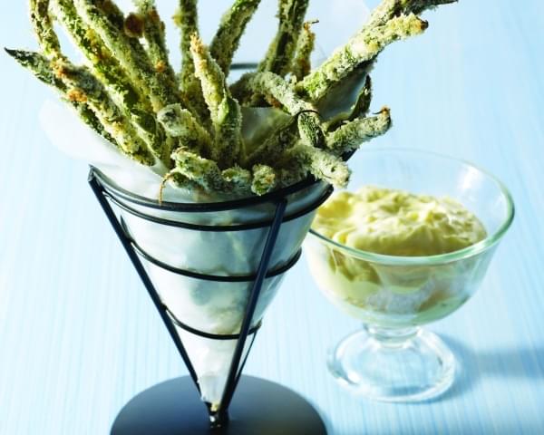 Green-Bean and Asparagus Fries with Dipping Sauce