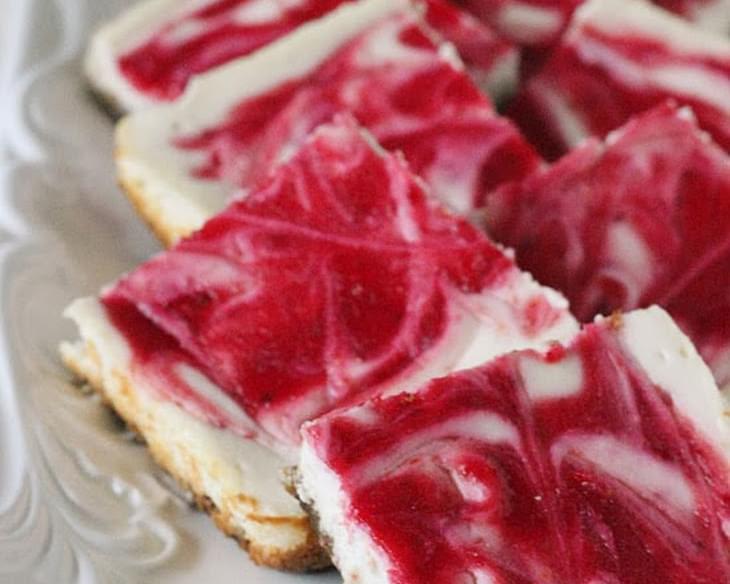 Skinny Cranberry Swirl Cheesecake Squares