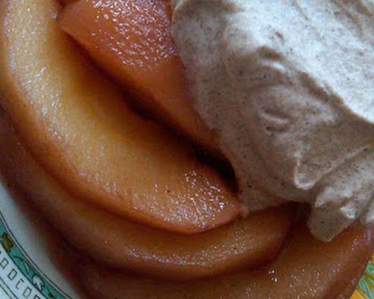Poached Apples with Cinnamon Cream