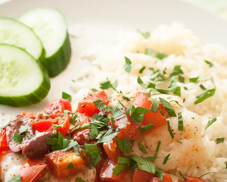 Baked Cod with Tomatoes and Olives