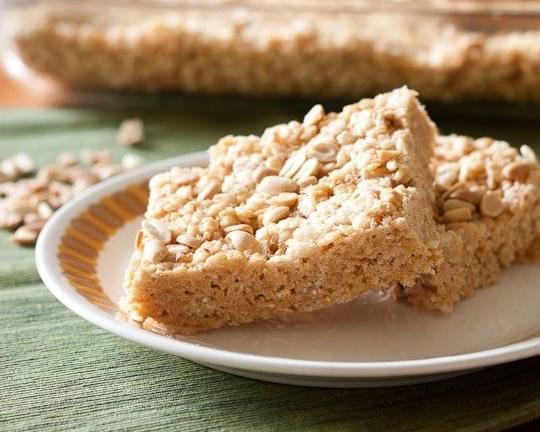 Malted Peanut Butter Rice Crispy Squares