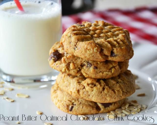 Healthy Peanut Butter Oatmeal Chocolate Chunk Cookies