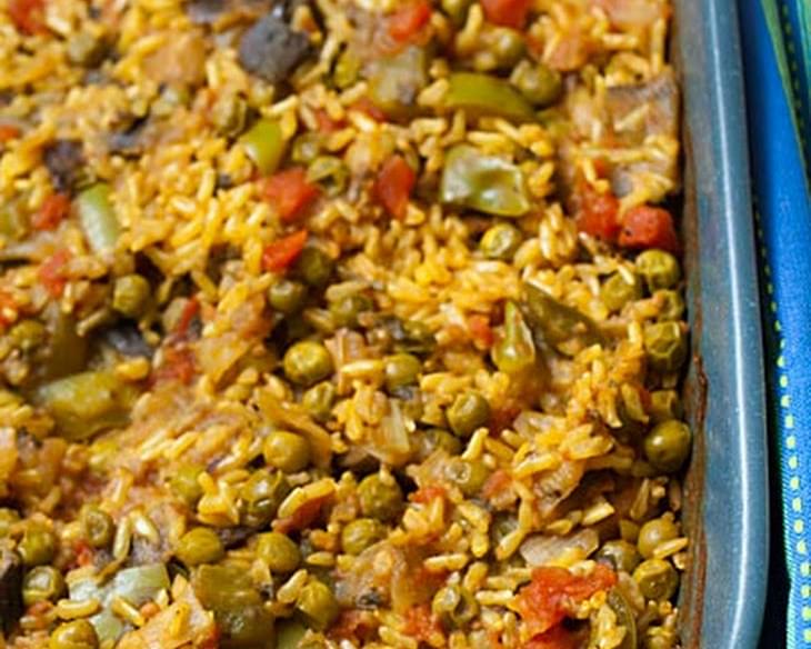Cumin Rice with Eggplant and Peas