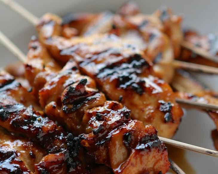Grilled Asian Sweet and Spicy Chicken Skewers over Brown Rice