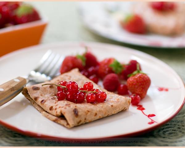 Chestnut, Quinoa Crepes with Red Currants and Ricotta Cream