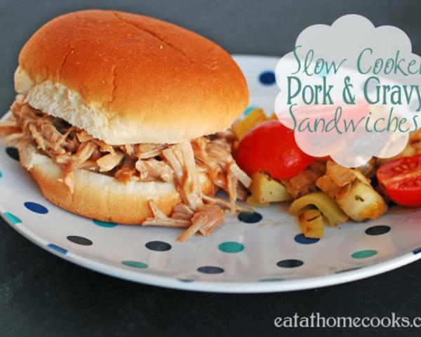 Slow Cooker Pork and Gravy Sandwiches