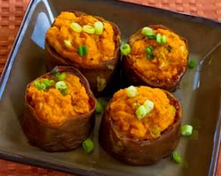 Twice-Baked Sweet Potato Cups with Sour Cream, Chipotle, and Lime