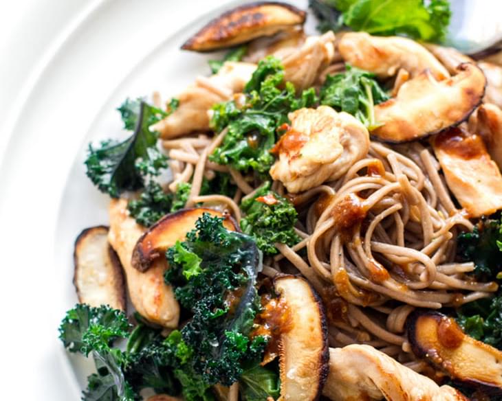 Kale With Buckwheat Soba Noodles & Miso Dressing