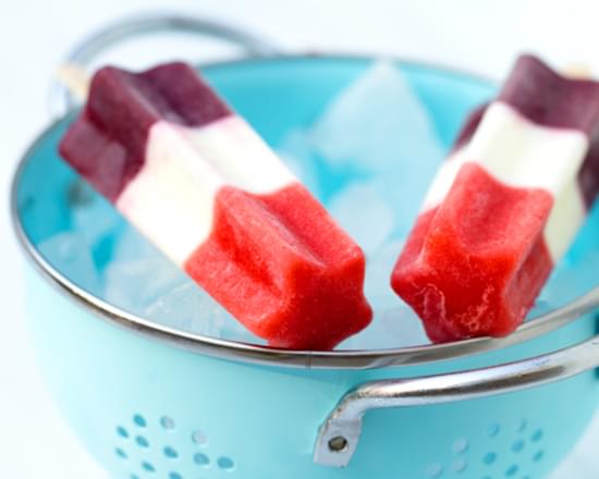 Red, White and Blue Firecracker Popsicles