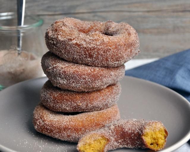 Multi-Grain Pumpkin Donuts with Spiced Sugar