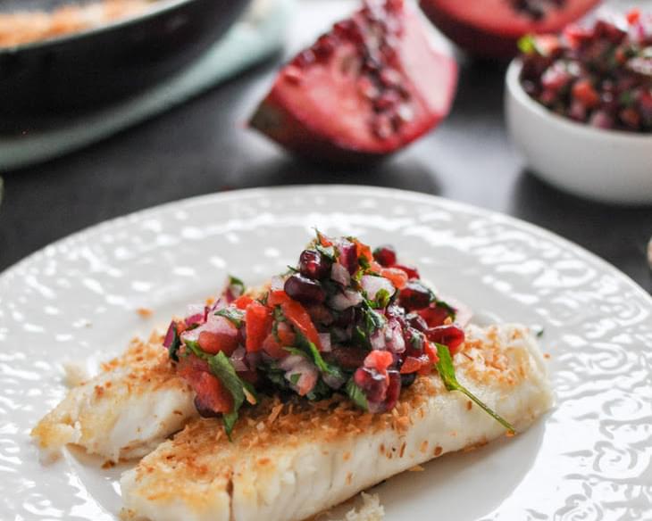 Toasted Coconut Tilapia with Pomegranate Salsa
