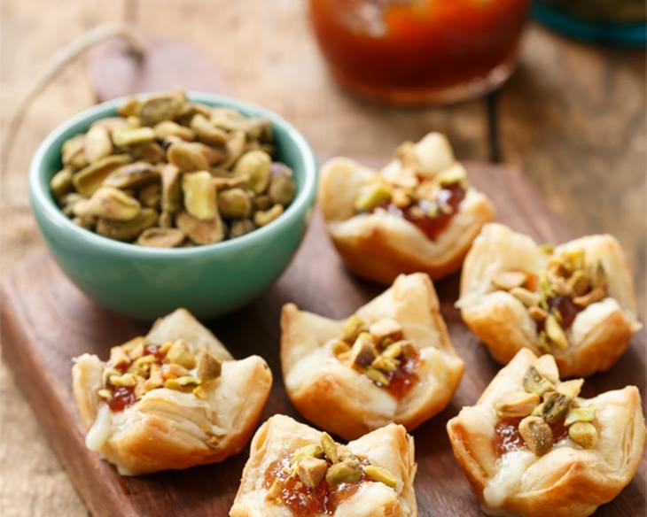 Baked Brie Puffs with Fruit Preserves and Pistachios