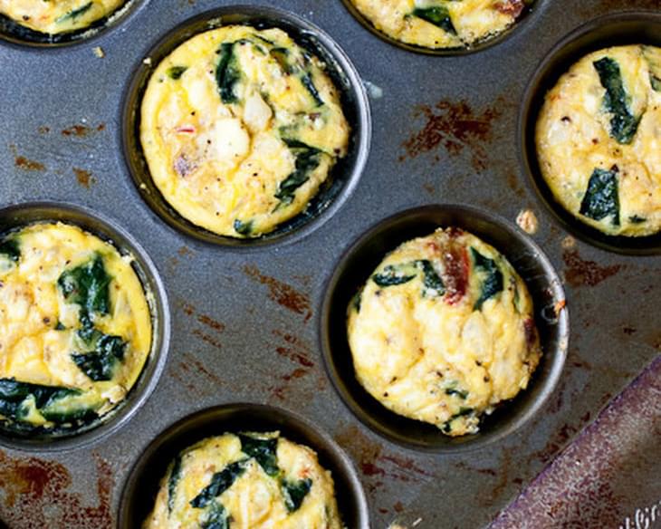 Miffin-Tin Omelets with Kale, Sundried Tomatoes, and Goat Cheese