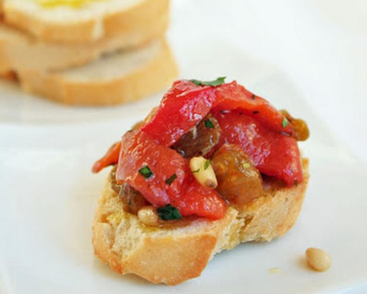 Roasted Peppers w/ Golden Raisins & Pine Nuts