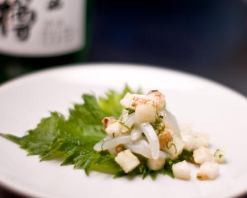 Pickled plum and calamari salad (Ume ika somen)