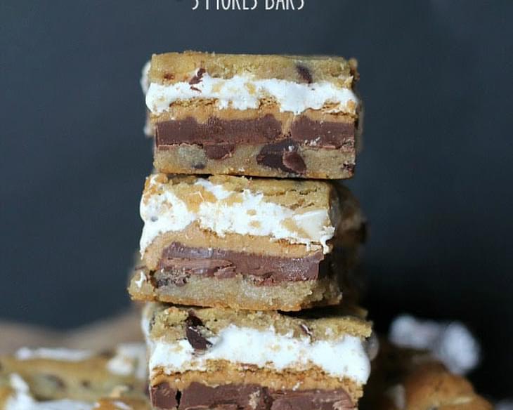 Chocolate Chip Cookie Peanut Butter S'mores Bars