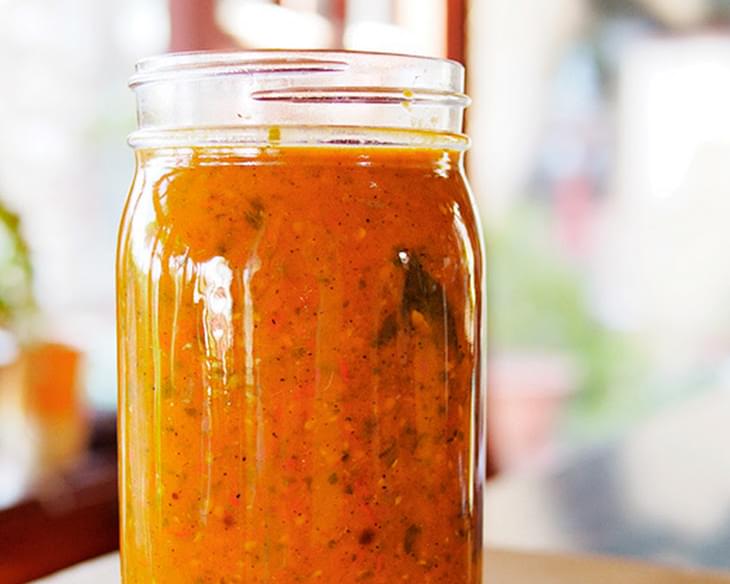 Spicy Minty Tomato Sauce Infused With Tomato Leaves