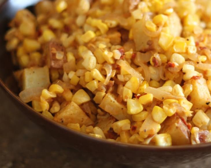 Chipotle Corn and Caramelized Onion Potato Salad