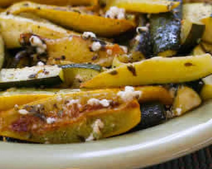 Roasted Baby Summer Squash with Feta and Thyme
