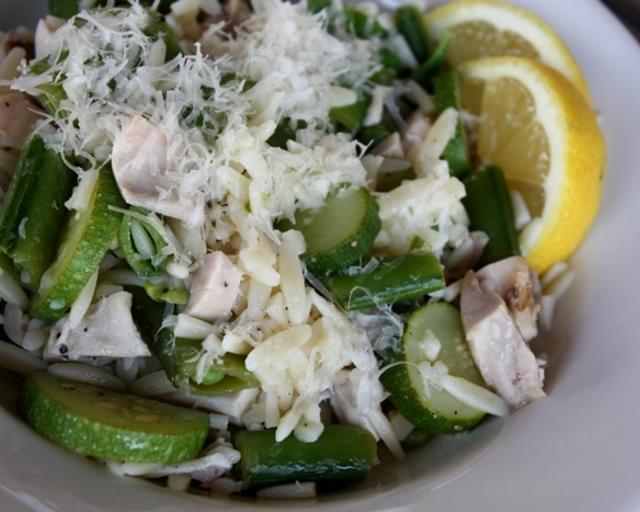 Lemon Orzo with Snap Peas and Zucchini