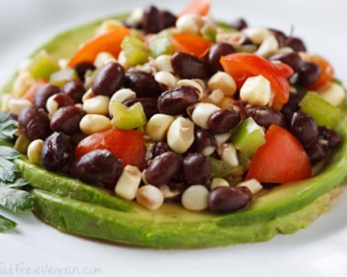 Raw Corn and Black Bean Salad with Avocado