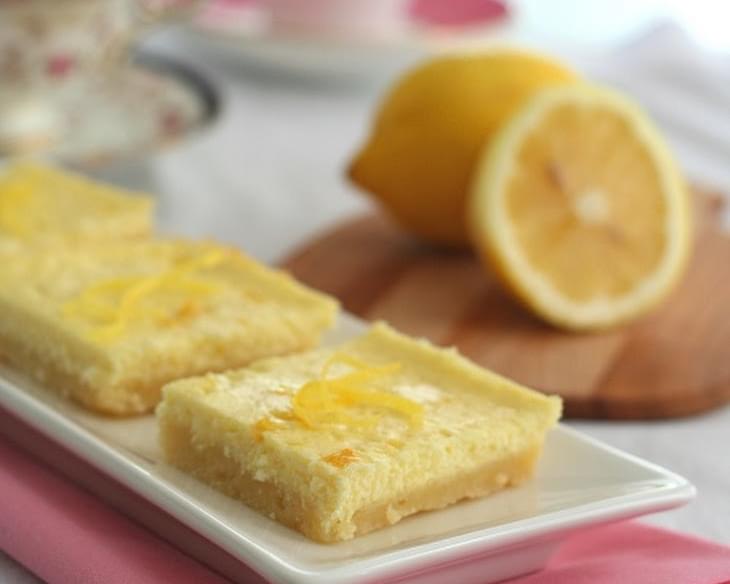 Lemon Cheesecake Bars with Shortbread Crust - Low Carb and Gluten-Free