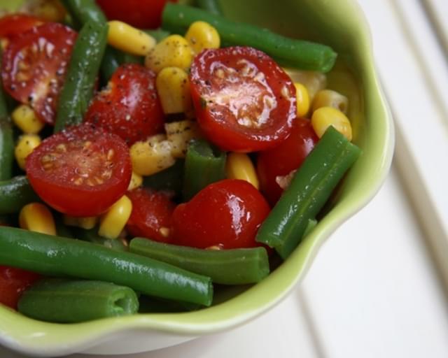 Green beans, Corn, and Cherry Tomato Cook-Out Salad