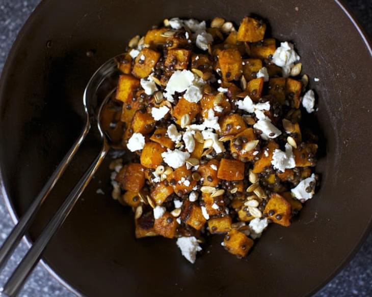 Spicy Squash Salad with Lentils and Goat Cheese