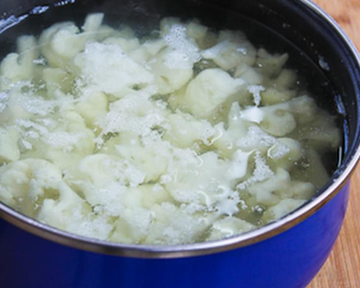 Pureed (or Mashed) Cauliflower with Garlic, Parmesan, and Goat Cheese