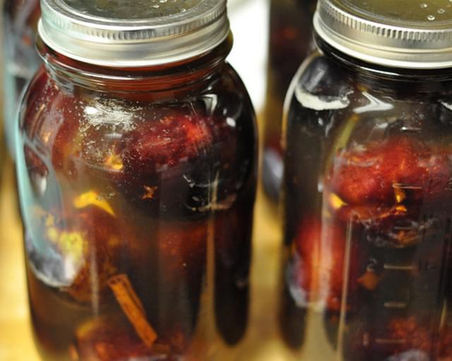 Whole Plums Preserved in Honey Syrup