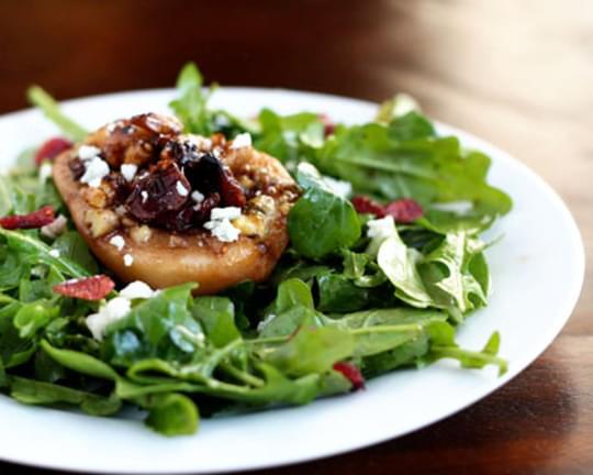 Fall Salad with Roasted Pears and Blue Cheese
