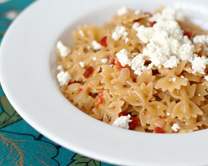 Risotto Style Pasta with Sun Dried Tomatoes and Goat Cheese