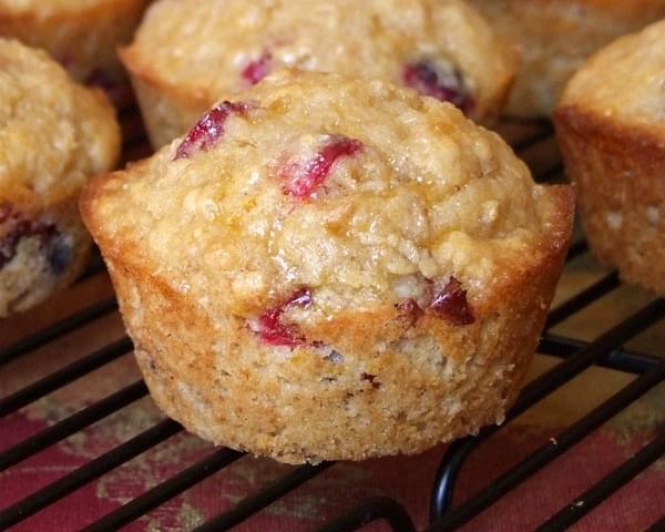 Cranberry Whole Grain Muffins with Sweet Orange Glaze