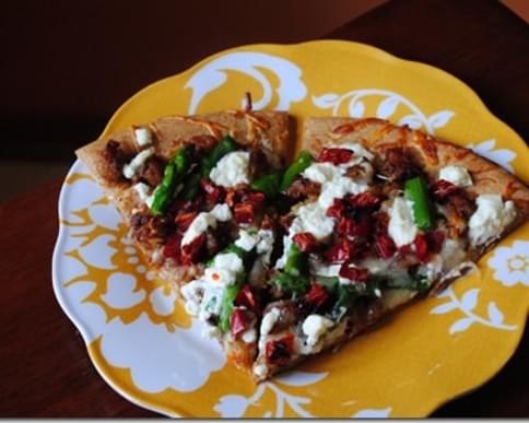 Spicy Sausage & Sundried Tomato Goat Cheese Pizza