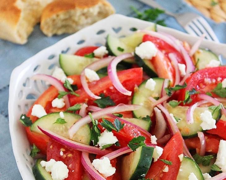 Easy Tomato, Cucumber and Red Onion Salad