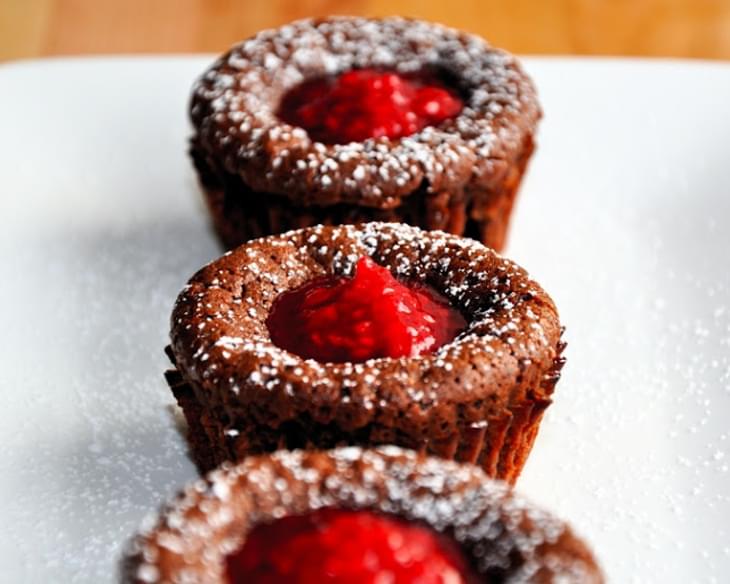 Lava Cakes with Red Raspberry Sauce