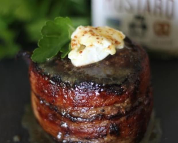 Honey Mustard Bacon Wrapped Filet Mignon + Sir Kensington's Giveaway