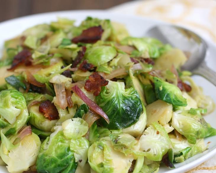 Brussels Sprout Hash with Caramelized Shallots and Bacon