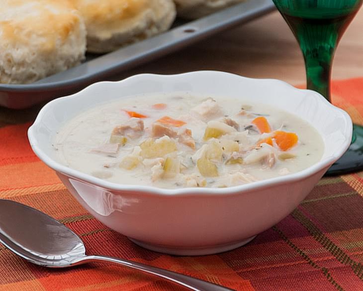 Creamy Turkey and Wild Rice Soup {Slow Cooker}