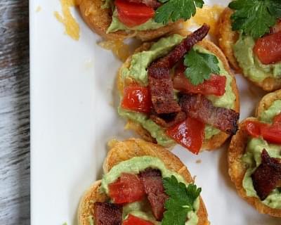 Grilled Cheese Guacamole and Bacon Bruschetta