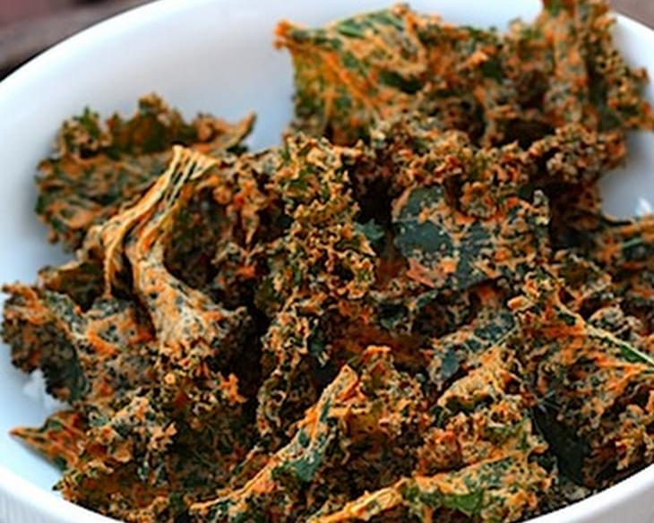 Spicy and Cheesy Kale Chips