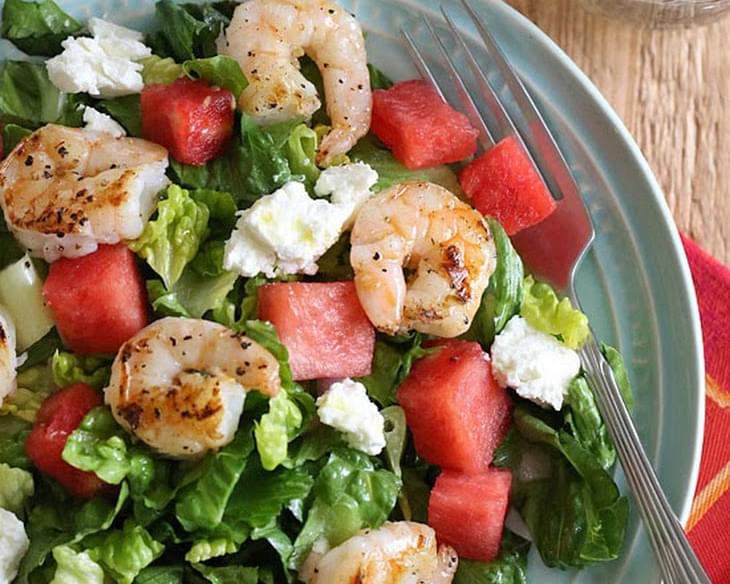 Grilled Shrimp and Watermelon Chopped Salad