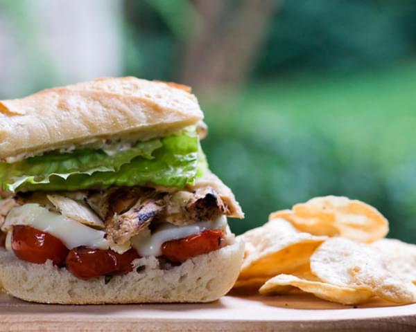 Chicken and Brie Sandwich with Roasted Cherry Tomatoes
