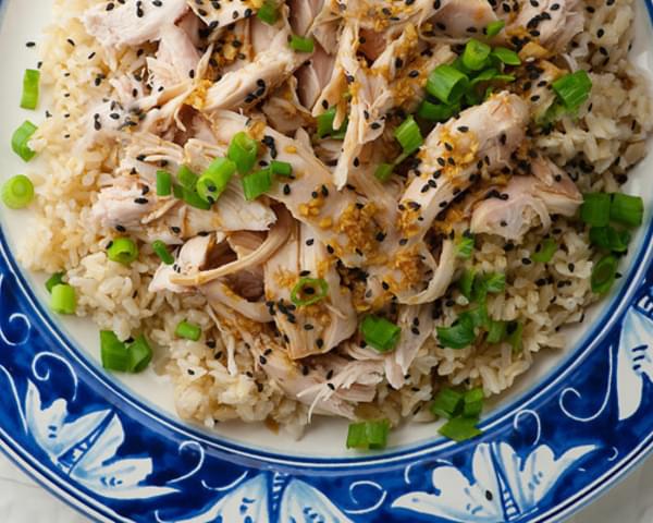 Sake Steamed Chicken with Ginger and Scallions