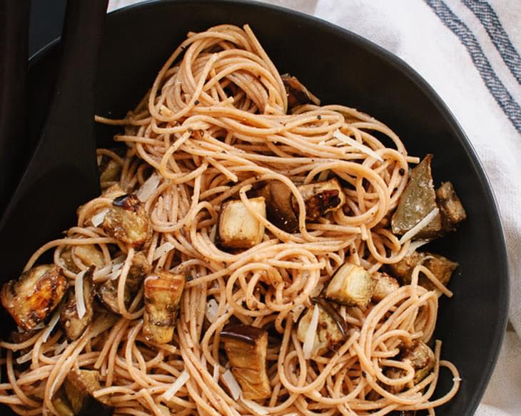Roasted Eggplant Spaghetti with Miso Brown Butter Sauce