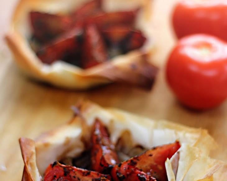 Rustic Caramelized Onion and Tomato Tartlets (and Little and Friday)