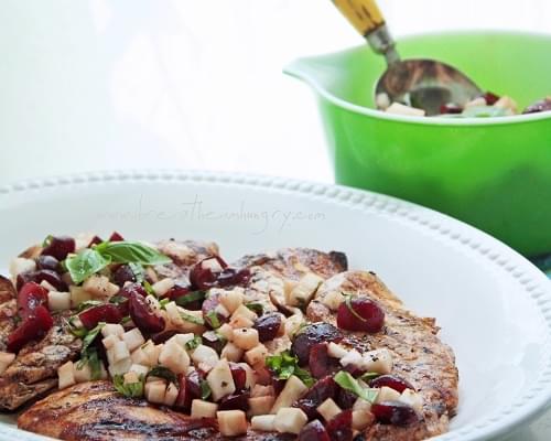 Grilled Chicken with Cherry, Basil and Jicama Salsa (Low Carb and Gluten Free)